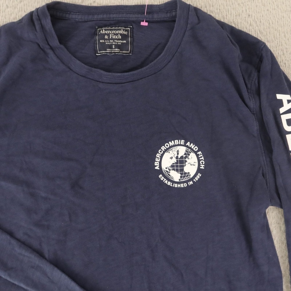 Abercrombie & Fitch Shirt Mens S Blue Cotton long sleeve graphic tee - Picture 2 of 10